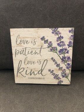 Wooden painted decor sign Love Is Patient Love Is Kind
